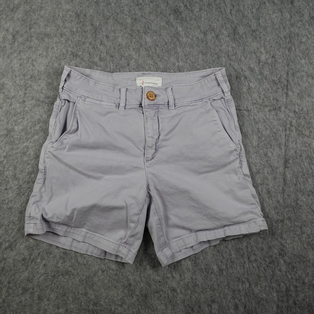Anthropologie Shorts Women 26 Purple Chino Twill Cotton Stretch Casual Utility